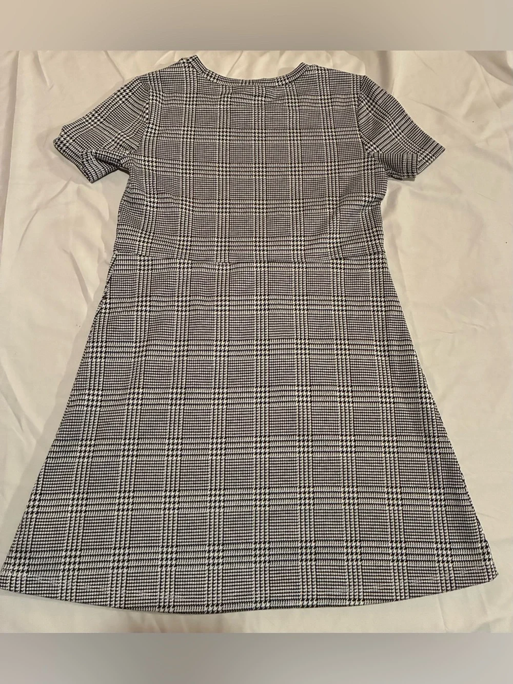 GAP Kids Black & White Plaid Short Sleeve A-Line Dress